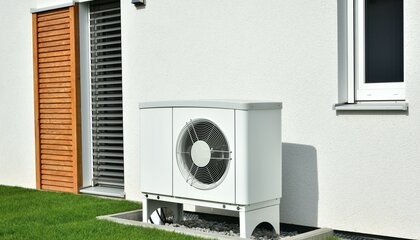 Luft-Wärmepumpe im Garten | © shutterstock/klikkipetra