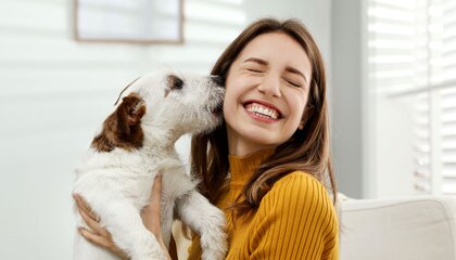 Hund entspannt, Mensch happy: Mit der richtigen Fürsorge können Tiere Stresssituationen gut meistern | © djd/HeelVet/New Africa/Shutterstock