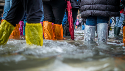 Tourists try to stay dry in a flooded St Mark’s Sq, venice | © Unsplash / Jonathan Ford